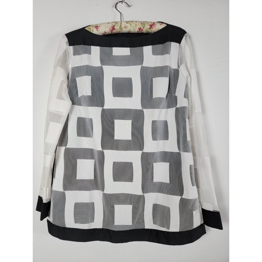 Nara Camicie Tunic Top Woman’s Large Brown White Boat Neck Blouse Made In Italy